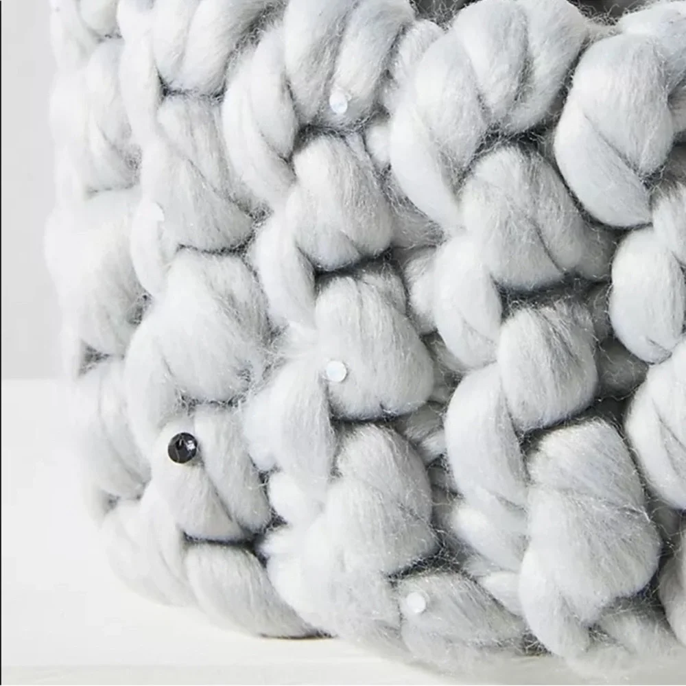 Anthropologie Chunky Knit Embellished Ear Warmer - Gray